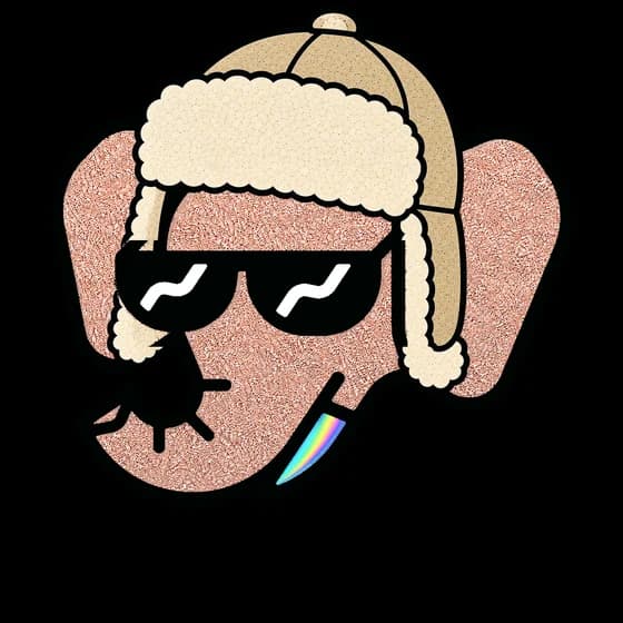 Wally #0001: Rose Gold Glitter, Tan Trapper Hat