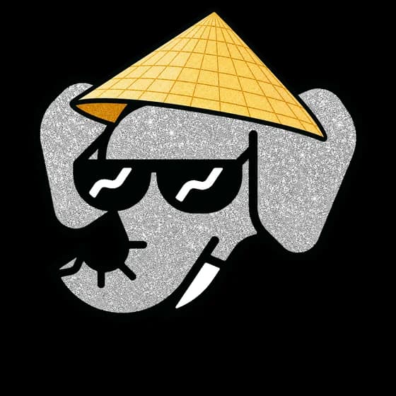 Wally #0296: Silver Glitter, Conical Straw Hat